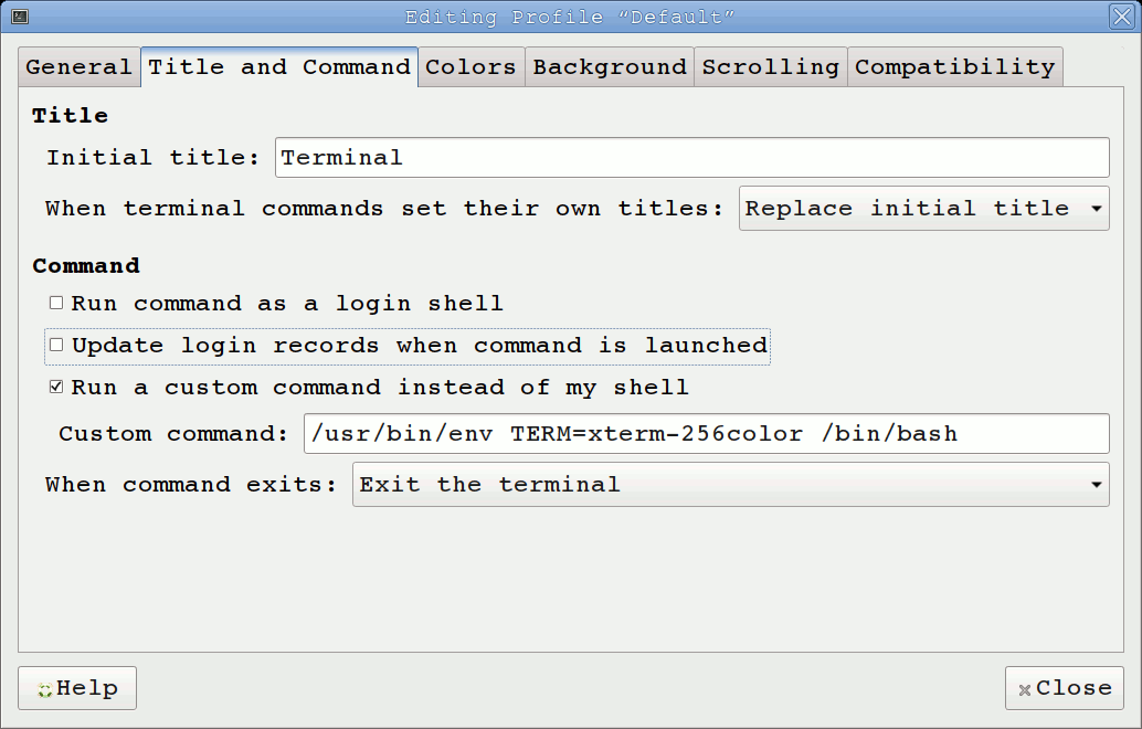 custom command settings