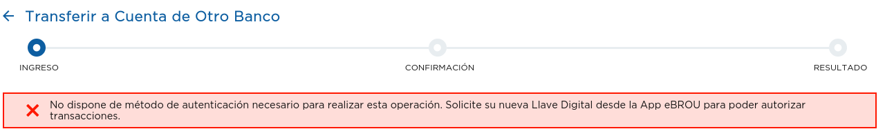 Mensaje de error del BROU